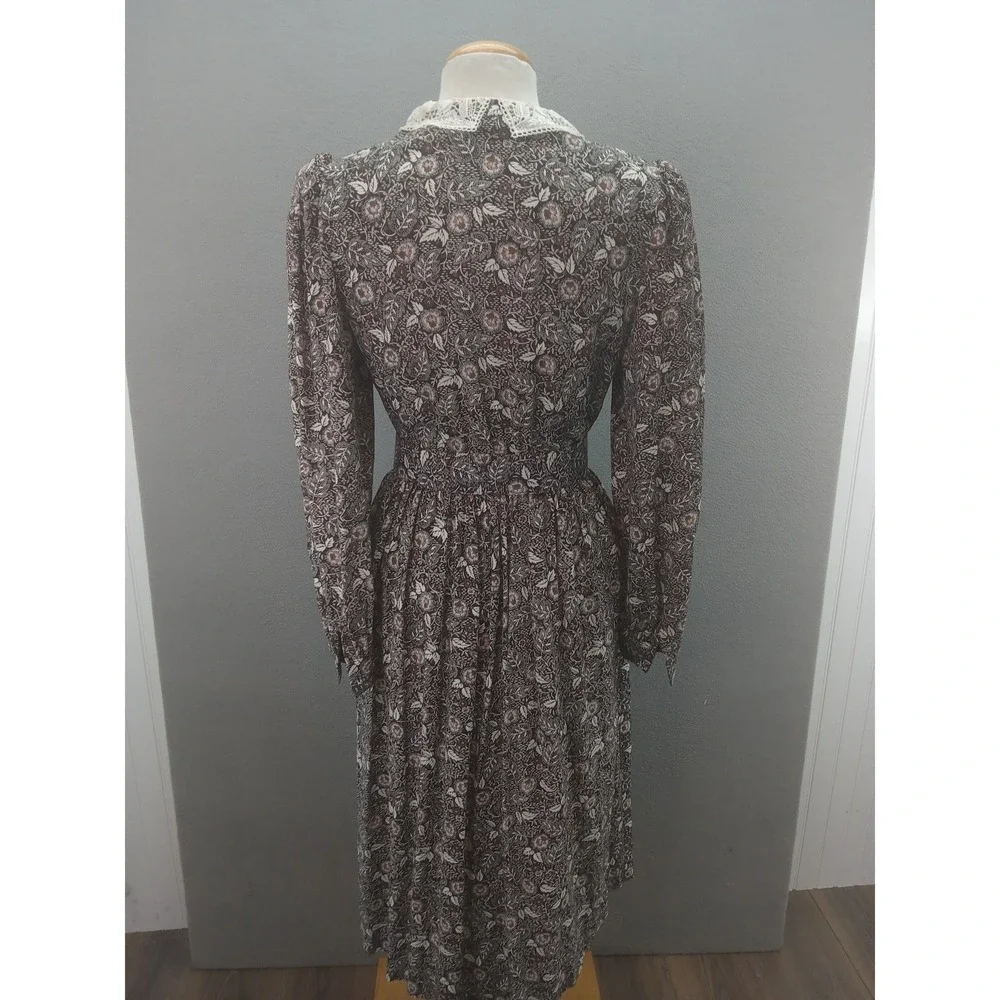 J.Jill Prairie Long Sleeve Maxi Dress Floral Lace Trim Cottagecore Vintage Small